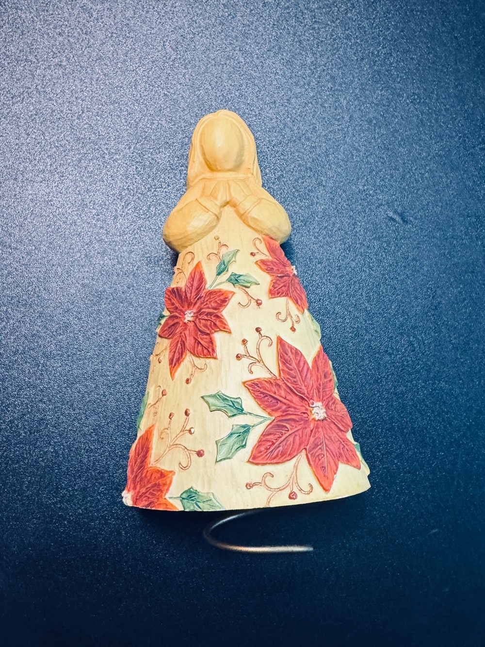 Cream Poinsettia Angel Figurine Tree Topper